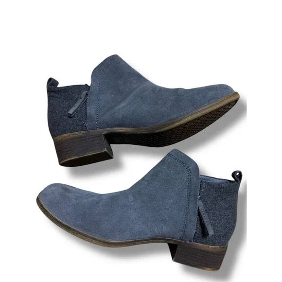 TOMS Suede Ankle Boots Gray Wool Accents Comfort Casual Shoes US 7 - Picture 9 of 12